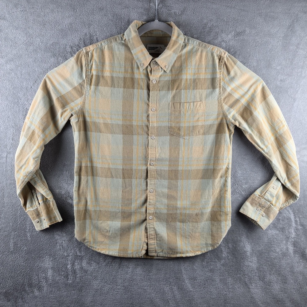 Wellen Corduroy Shirt Mens M Sunset Plaid Huckberry Organic Cotton Button Down